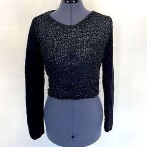 Vintage Woven Leather and Knit Sweater